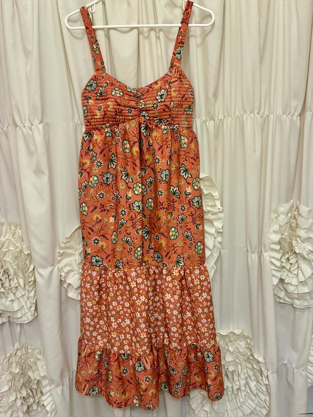 Floral Smocked Sundress in Coral NWOT🌼